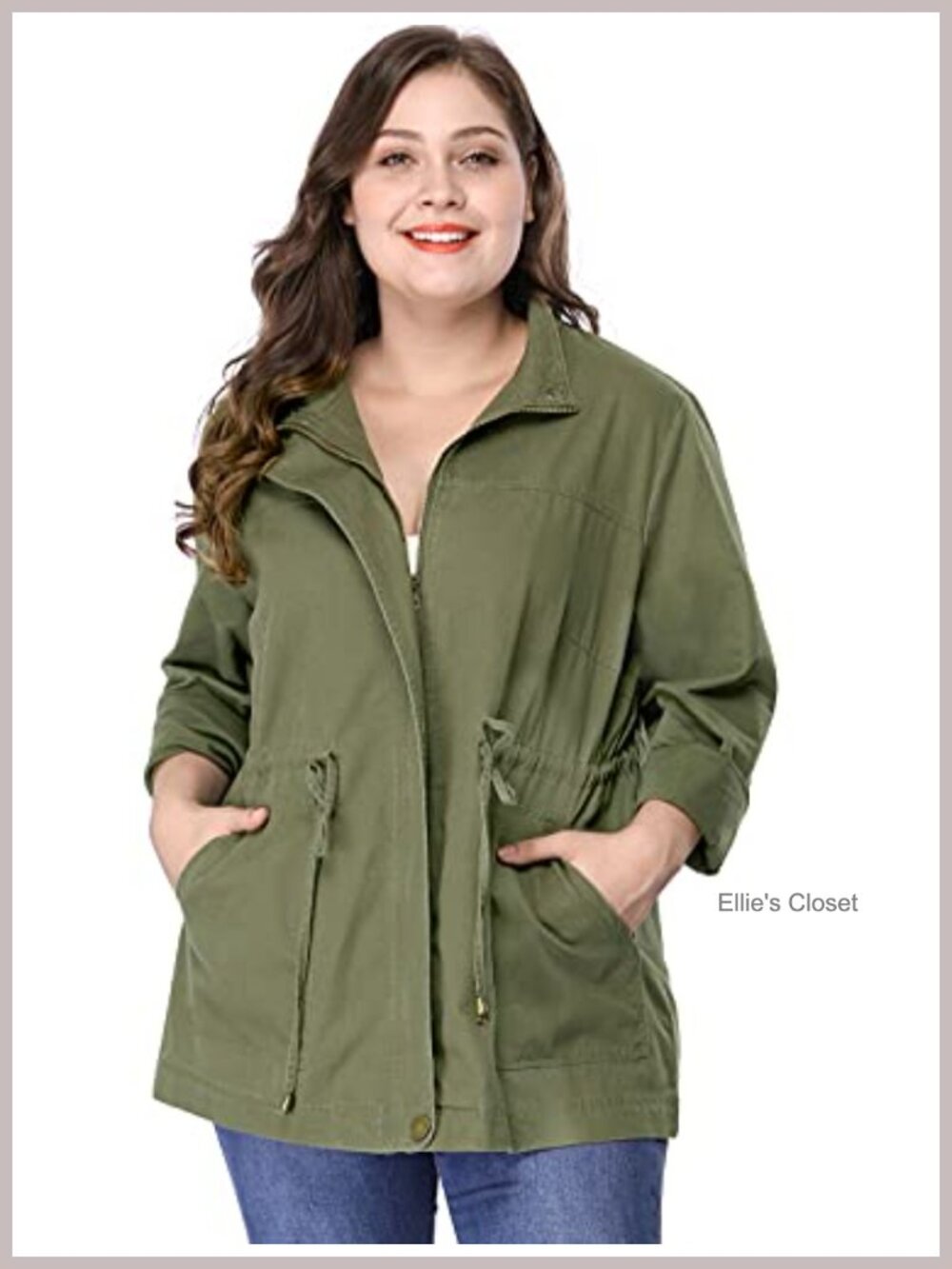 Women's Plus Size Cotton Anorak Utility Jacket Long Sleeve ZIP